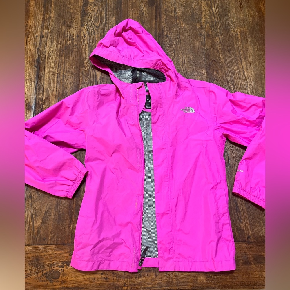Pink north face rain coat girls large 14/16